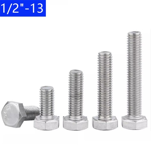 Bulloni a testa esagonale filettatura grossa acciaio inox 1/2"-13 304 viti a tappo esagonale DIN 933 - Foto 1 di 4