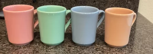 Vintage Set of 4 HLC USA Coffee Cups/Mugs Homer Laughlin