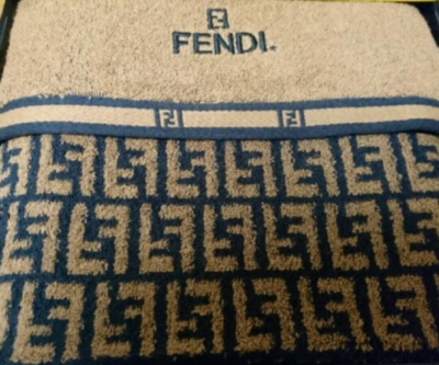 Fendi Cotton 100% Bath Towel 60 x 120cm Black Brown Zucca US
