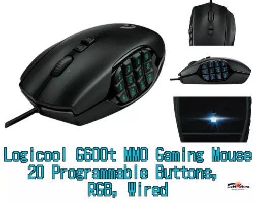 Logicool G600t MMO Gaming Mouse – 20 Programmable Buttons, RGB, Wired