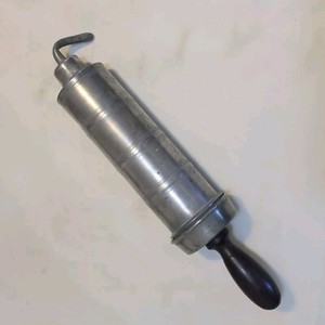 Antique 19C Pewter Animal Syringe Veterinarian 12" Unusual Hard To Find Vet