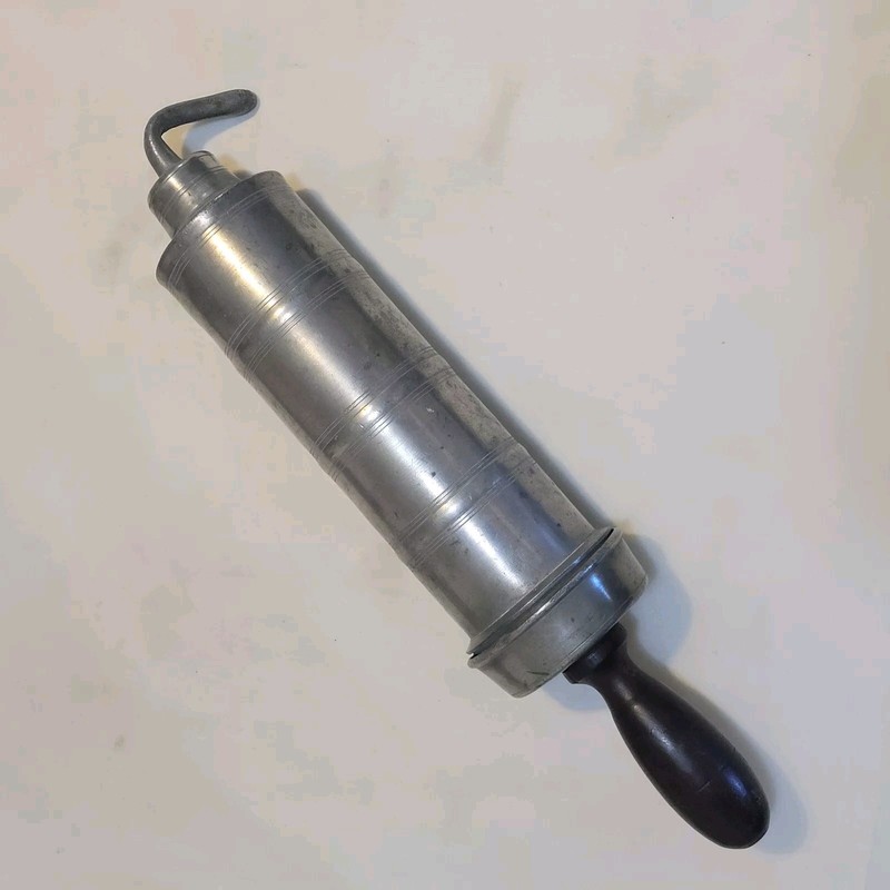 Antique 19C Pewter Animal Syringe Veterinarian 12" Unusual Hard To Find Vet