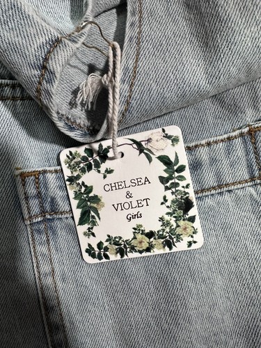Chelsea Violet Girls Romper Shorts Overalls Denim Small Pockets Button New - Picture 9 of 12