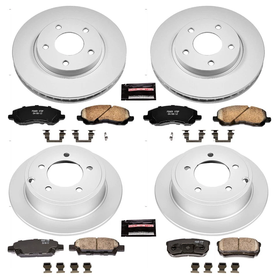 Juego de 4 ruedas delanteras y traseras CRK4017 Powerstop discos de freno y pastillas para Lancer Foto 3 de 4