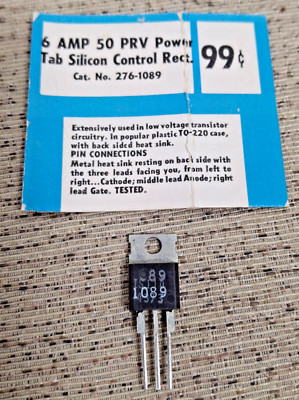 Radio Shack Archer 6 Amp 50 PRV Power Tab Silicon Controlled Rectifier 276-1089