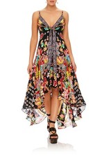 Camilla Franks Dress Kaftans Painted Land Tie Details High Low Hem Silk  Size XS