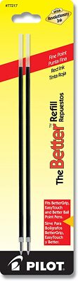 Pilot 77217  Better/BetterGrip/EasyTouch Fine Ballpoint, Red, 2 Refills