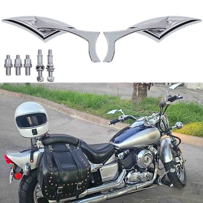 Chrom Motorrad Rückspiegel Seitenspiegel für Yamaha V Star 250 650 1100 1300