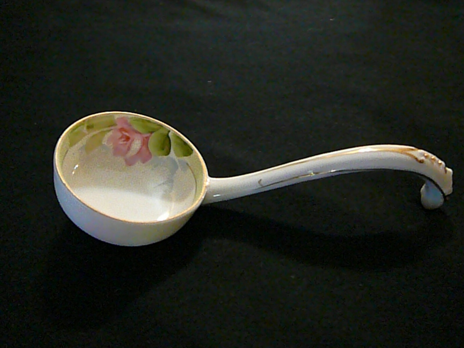 Vintage Nippon Hand Painted Gravy Boat & Spoon Flowers, Excellent