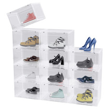 9/12Pack Clear Shoe Storage Box Plastic Sneaker Display Case Organizer Container
