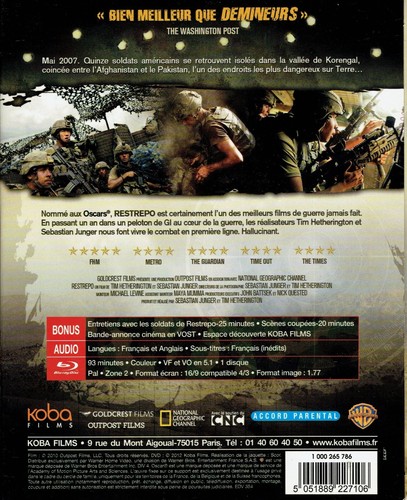 BLU RAY - RESTREPO - Un an au coeur du combat - Imagen 2 de 2