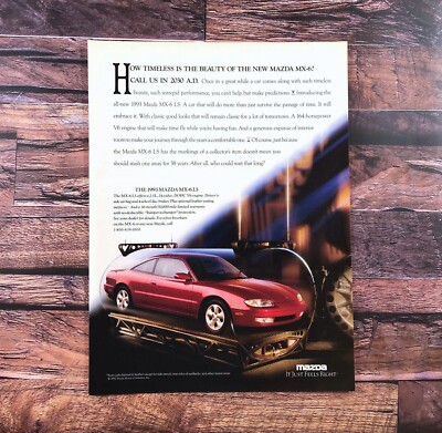 1992 Mazda MX-6 LS Vintage PRINT AD Timeless Beauty Red Sports Car