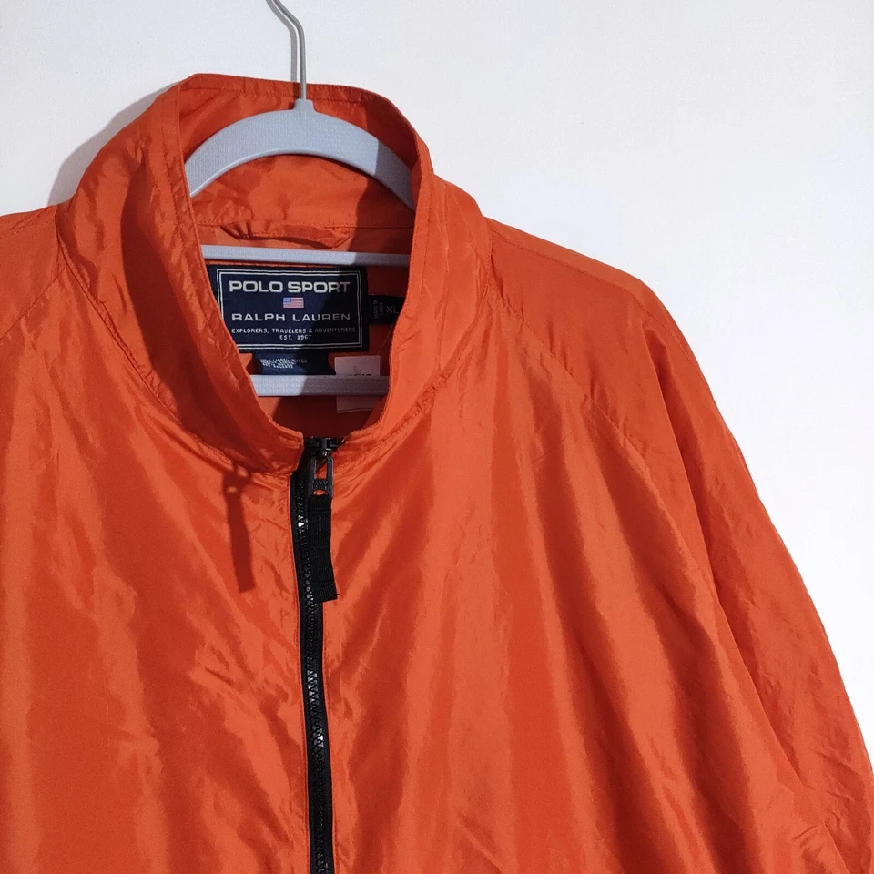 Ralph Lauren Mens XL Windbreaker Jacket Orange Vintage 90s Y2K Full Zip Sports - Image 4 of 4