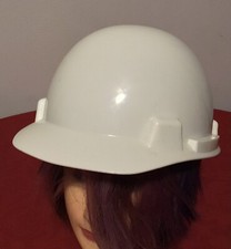 MSA Smooth Dome Cap Hard Hat “BOSS” White Construction Helmet LT Made in USA EUC