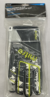 Mitre Pro-Flex Goalkeeper Soccer Gloves SIZE 8 Black/ White / Neon Yellow Camo