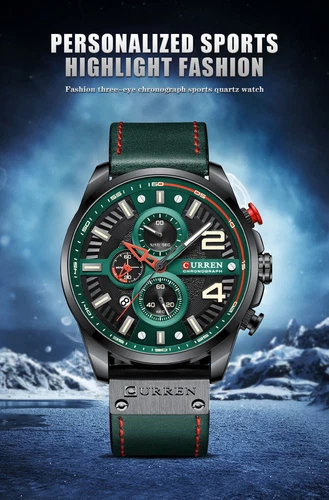 Premium Leder Armbanduhr Chronograph Wasserdicht Kalender Datum Analog Herrenuhr - Bild 13 von 28