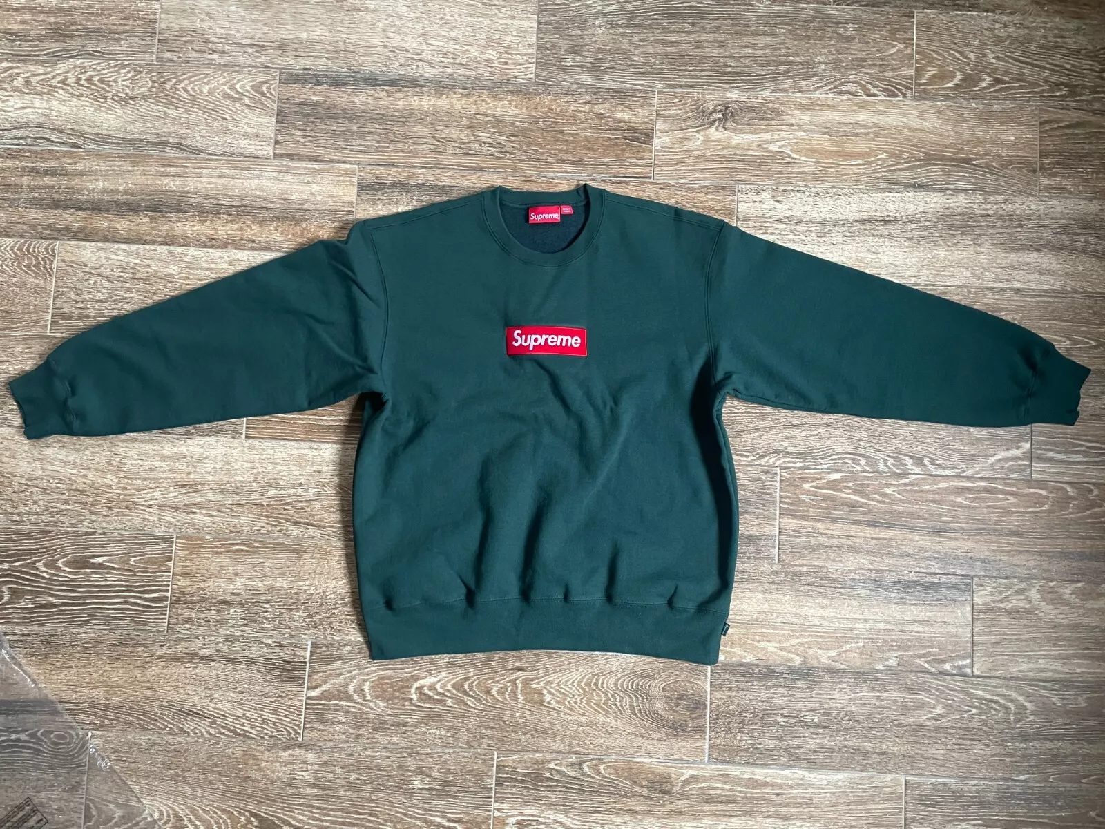 Sweat col rond logo Supreme Box vert grand L NEUF BOGO FW2022
