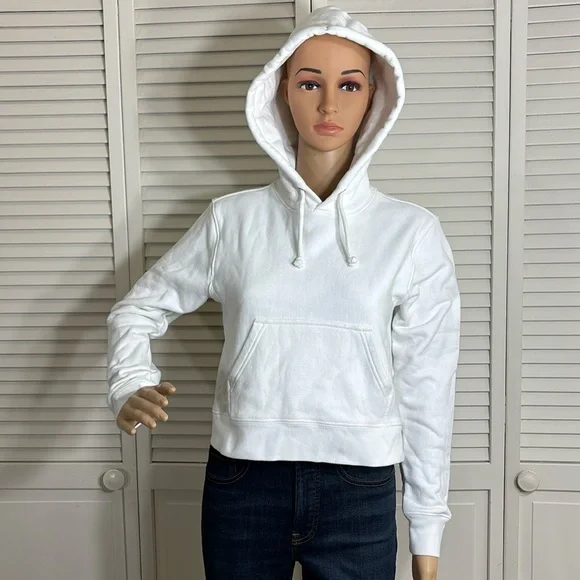 FILA Rowing Blazer Cropped Terry Felpa Bianca con Cappuccio e Tasche Canguro Piccola