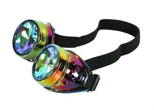 Rainbow Kaleidoscopic Glass Lens Goggles Punk Goth Burningman Rave USA