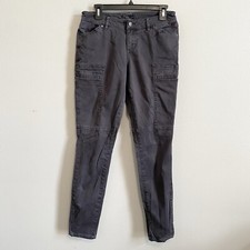Prana Gray Mid Rise Cargo Zipper Flap Pocket Skinny Outdoor Hiking Pants Size 8