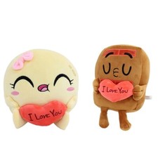 2PC Choco and Pancake "I Love You" Plush Doll Stuffed Food Pillow Toy Gift 18CM