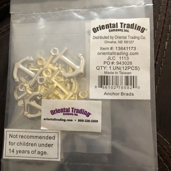 24 Ship ANCHOR BRADS Silver And Gold For Scrapbooking Craft Wedding Invitation Foto 2 de 2