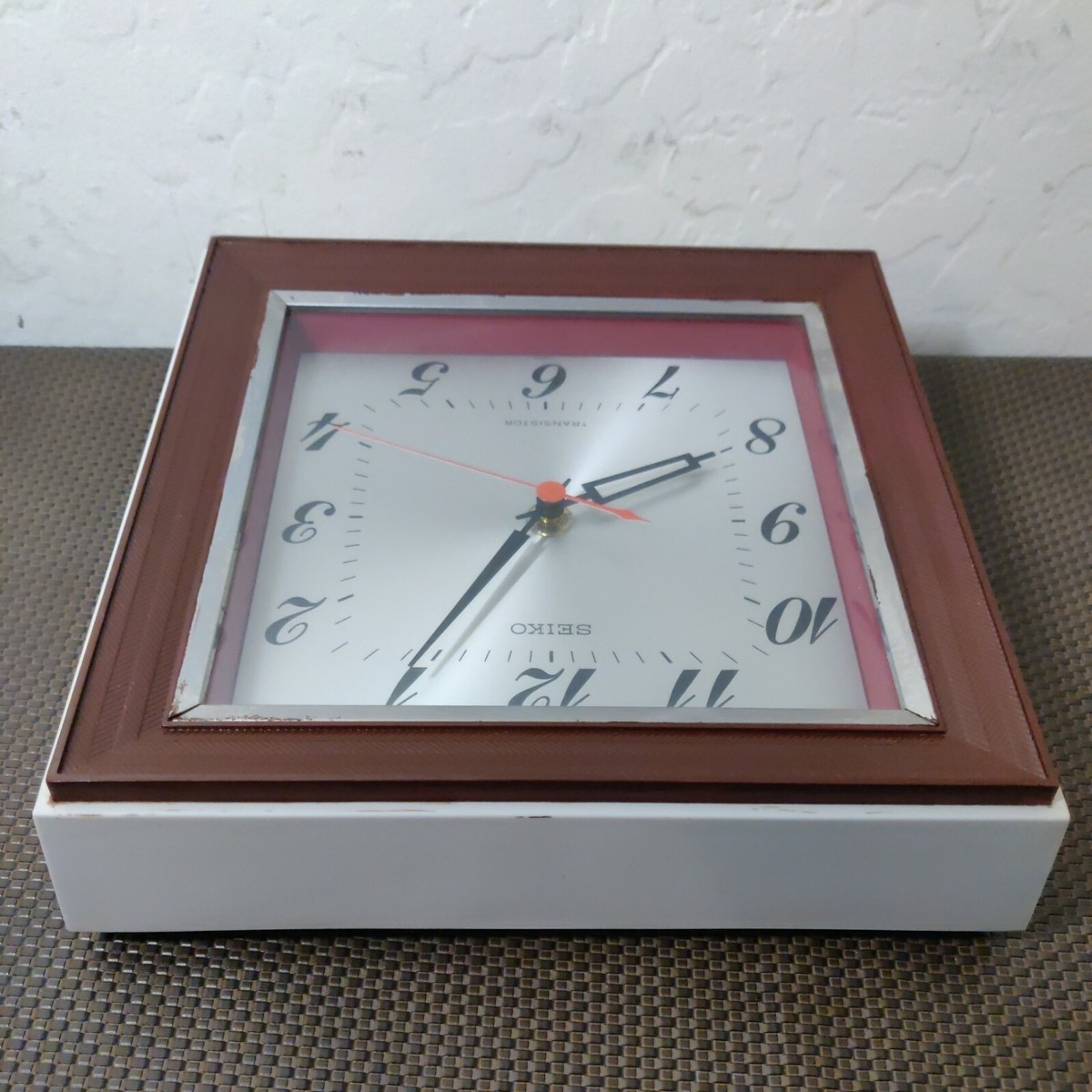 SEIKO ETX-652 Square Red Transistor Vintage Wall Mount Clock