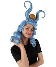 HPO Adult Unisex Drag Race Malificent Blue Horned Diva Wig,HW-6993