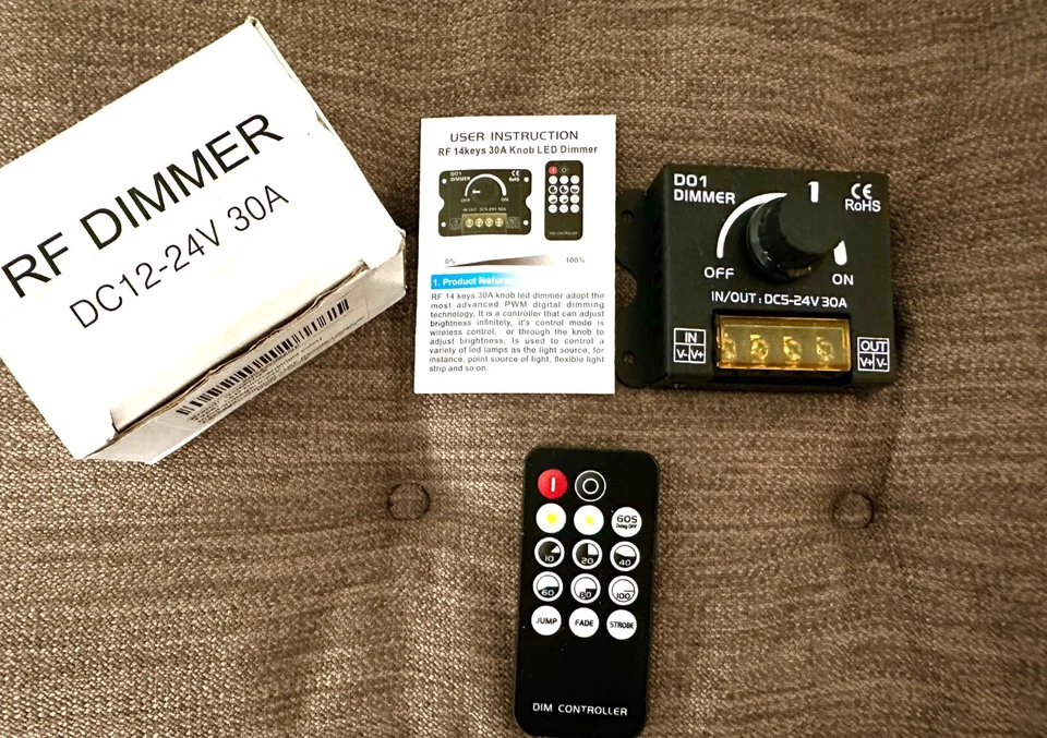 Goming DC 5v,12v,24V 30A RF LED Light Strip Dimmer PWM Dimer Controller Wireless - Image 2 of 4