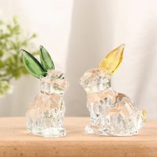 Sculpture Figure Rabbit Glass Figurines Easter Bunny  Ornaments Garden