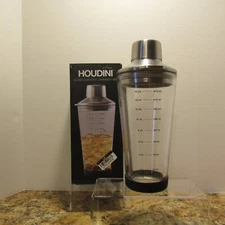  Cocktail Shaker 18 Oz Glass with Printed Measurements Multiuse Stainless-Steel