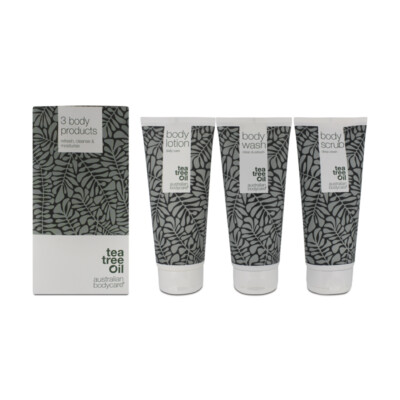 Australian Bodycare Teebaumöl Bad & Körper Set mit Duschgel Peeling und Lotion