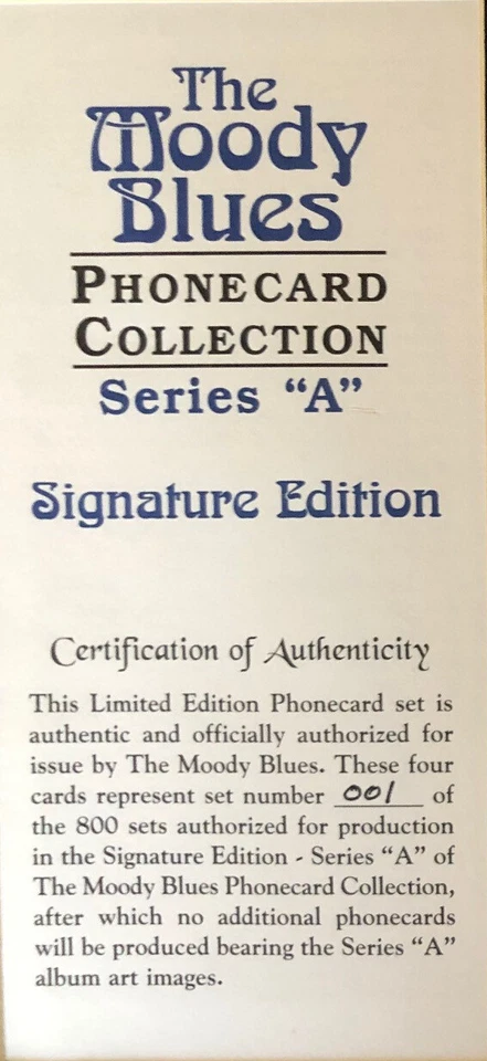 Juego de tarjetas telefónicas coleccionables Moody Blues FIRMADO A MANO - sin marco Foto 3 de 3