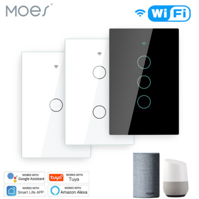 #ad MOES 1 2 3 4 Gang Smart Light Switch WiFi RF Touch No Neutral Alexa Google APP $21.59