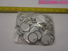 100 Pcs. Fanrel Metal Rimmed Key Tags Round Paper Tags w/ Split Rings 31mm White