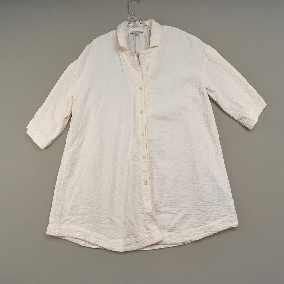 Madewell 棉纱衬衫连衣裙女式 M 盖象牙色宽松版型超大尺寸 — 第 3/4 张图片