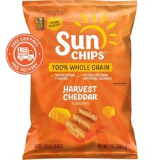 SunChips Harvest Cheddar Snack Chips made with 100 Whole Grain, 7 oz bag