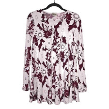 Show Me Your Mumu Tyler Tunic Dress Womens Small Purple Ivory Floral Stretch USA