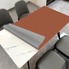 Faux Leather Table Cover Protector 42x84 Brown 1.8mm Thick Rectangle Tablecloth