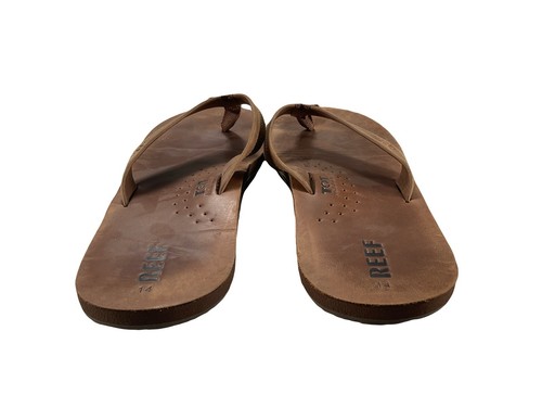 Reef Draftsmen Leather Flip Flops Sandals Bronze Brown Bottle Opener Men's 14 - Picture 5 of 7