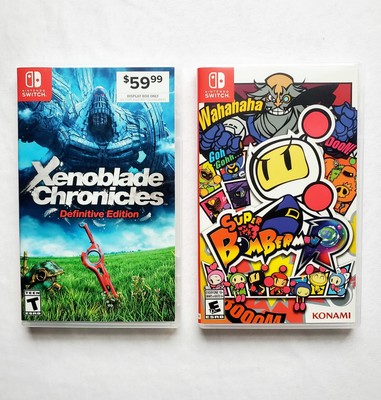 FOR DISPLAY ONLY Box Super Bomberman & Xenoblade Chronicles Nintendo Switch NEW!