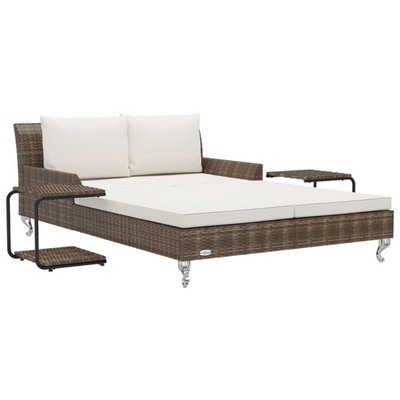 Daybed 2-Person Patio Garden Sun Lounge Bed with Cushions Poly Rattan vidaXL