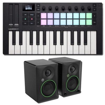 Novation Launchkey Mini MK4 25-Key MIDI Controller w/ Mackie CR3.5BT BT Monitors