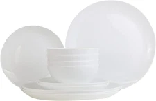 12 Piece Bone China Dinnerware Set - White, Lightweight, Chip & Break Resistant