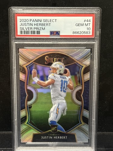 JUSTIN HERBERT 2020 SELECT SILVER CONCOURSE ROOKIE CARD RC PSA 10