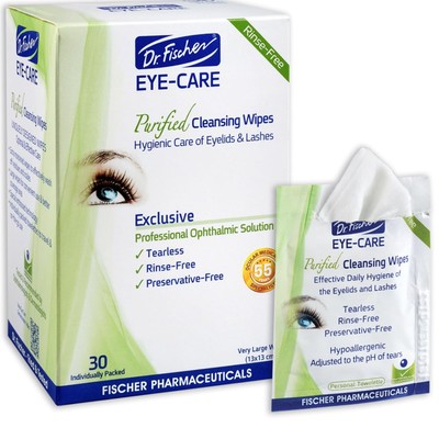 Dr. Fischer Eyelid Wipes - Purified, Non-Irritating, Pre-moistened Eye Wipes... 