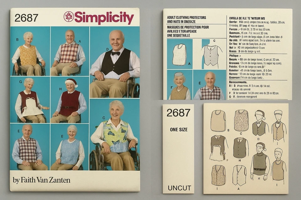 Simplicity 2687 Adult Clothing Protectors & Hats Pattern One Size UNCUT - Image 2 of 4