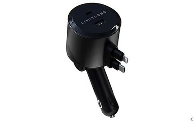 Limitless Car Charger w/ Retractable Lightning Type-C Cables V83977 Black