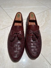 Santoni Dark Brown Leather Dress Shoes - Size 11 D Basketweave pre-owned