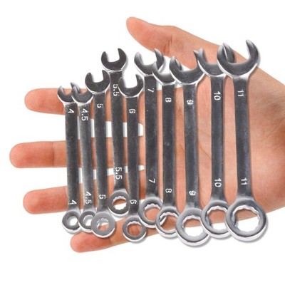 10-teiliges Mini Kombi-Schraubenschlüssel-Set 4-11 mm kleine Schraubenschlüssel Stahl Maulschlüssel & Ringschlüssel